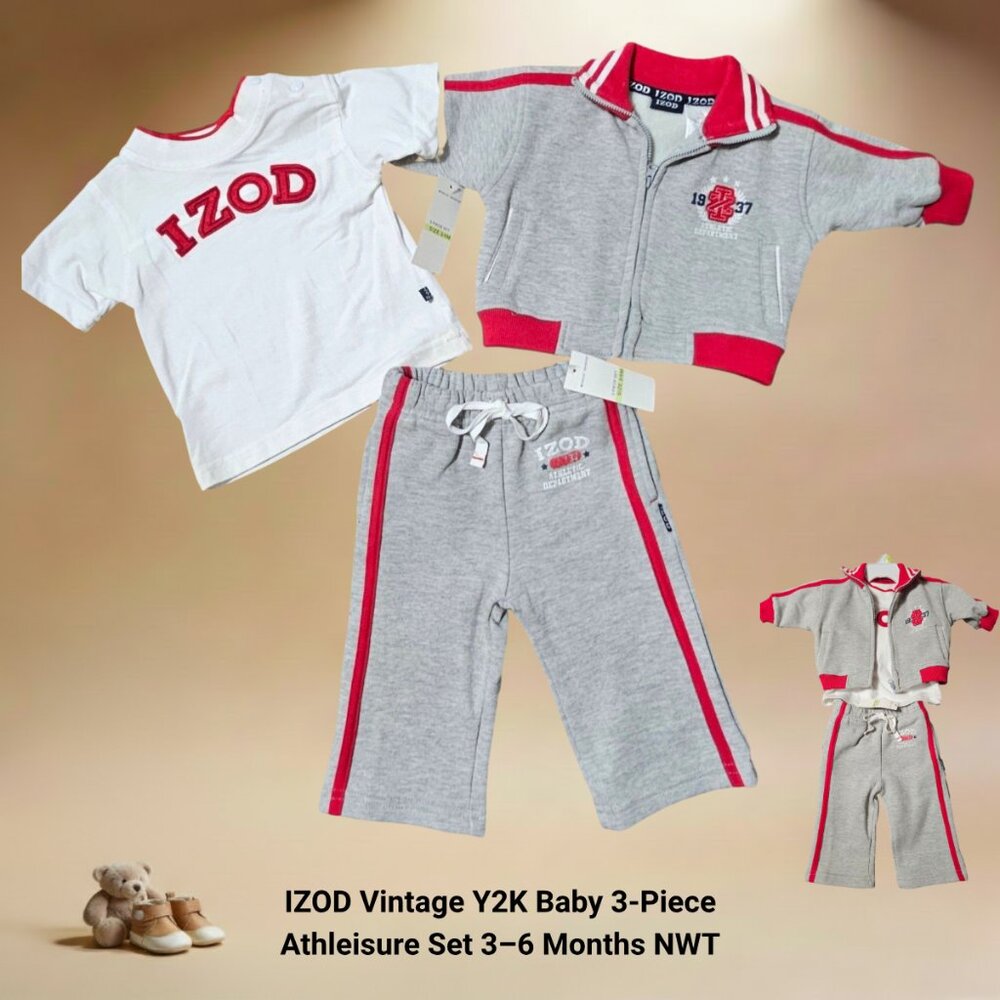 IZOD Vintage Y2K Baby 3-Piece Athleisure Set 3–6 Months NWT